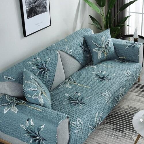 Solid Color Cool Plants Sofa Cover Cotton Slip-Resistant Sofa Towel Chair Covers Mats Living/Drawing Room L-Shaped