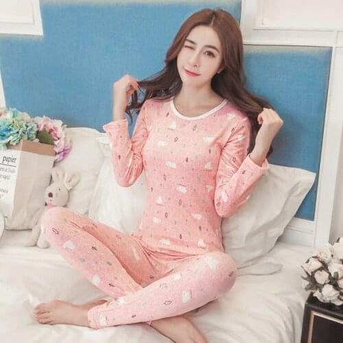 Fall/winter womens milk silk plus velvet long-sleeved autumn clothing pants womens round neck body shaping pajamas