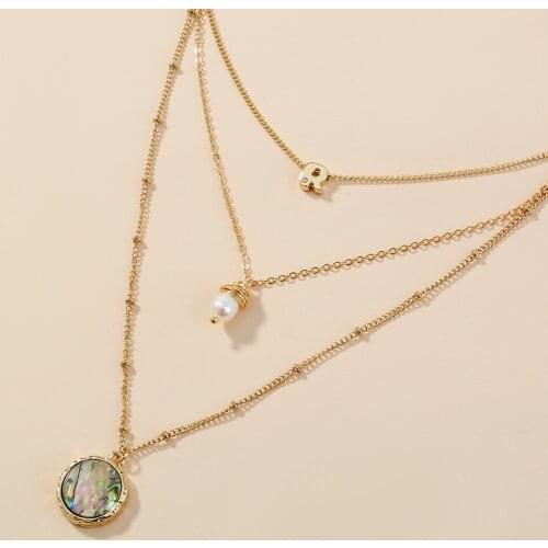 Colorful Simulation Pearl Minimalist Letter Pendant Necklace Metal Chain Fashion Jewelry Bohemia Charm Choker Necklaces Women