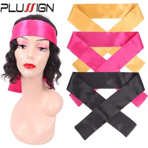 Plussign 1-2Pcs Satin Scarves For Women Hair Wig Grip Band 6*100Cm Silk Headband For Lace Front Wigs Satin Edge Headband