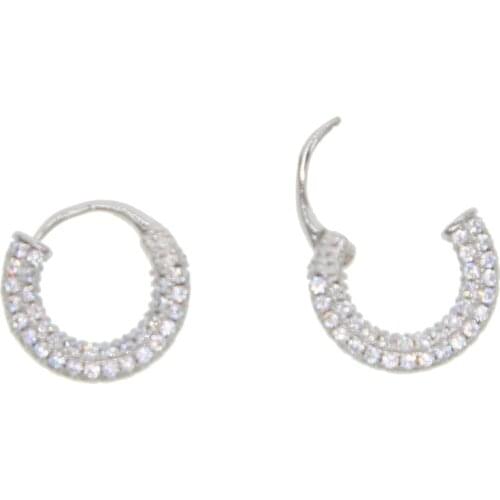 Full cz paved simple mini round earrings 925 sterling silver classic minimal delicate jewelry