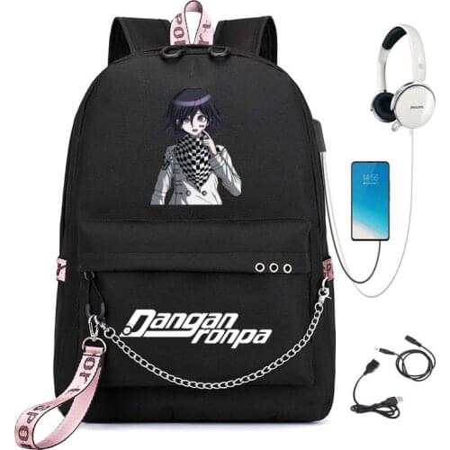 Danganronpa Kokichi Oma Backpack Print for Teens Boys Girls Monokuma School Backpack USB Pad Travel Bag Students Schoolbag