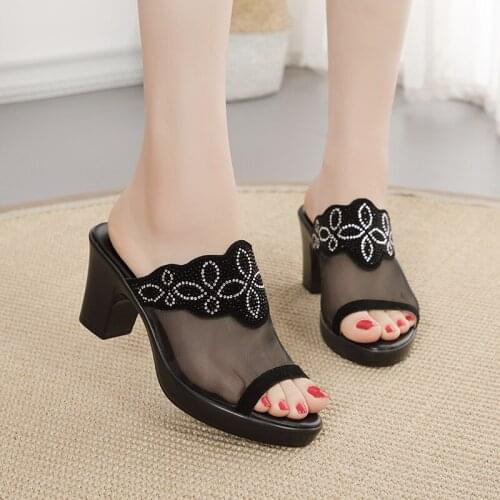 Logoneone Womens Slippers Sandals 2021 Summer 7.5cm High Heels Women Shoes Woman Slippers Summer Sandals Fashion Shoes