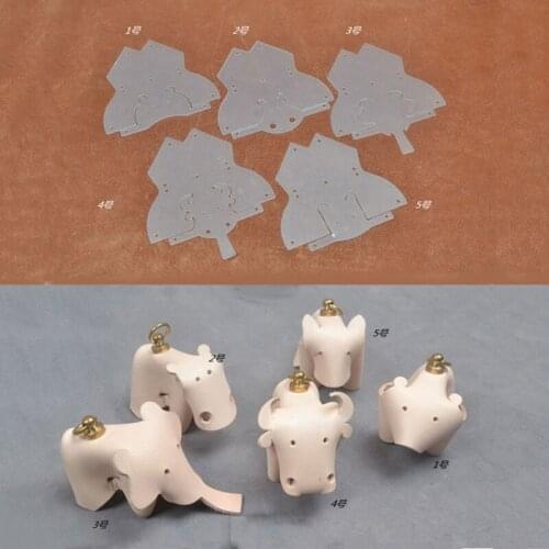 5PCS Cute Animal Style DIY Leather Sewing Pattern PVC Template Leather Craft Making Accessories