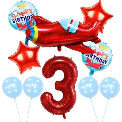 1set Giant Aircraft Foil Balloons Birthday Party Decorations Baby Shower Large Red Number Helium Balloon Boys Kids Toys Gifts