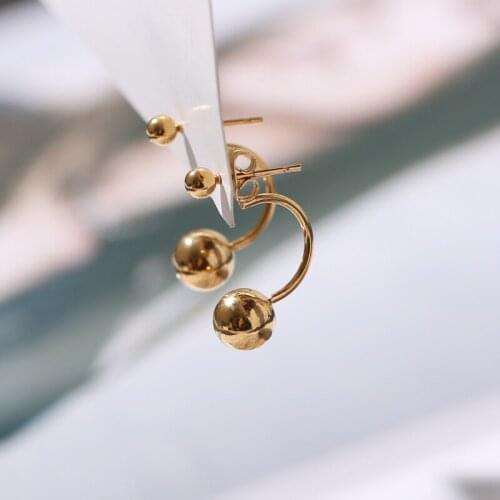YUN RUO 3 color Fashion Personality Gold Bean Stud Earring Woman Rose Gold Color Titanium Steel Jewelry Birthday Gift Never Fade