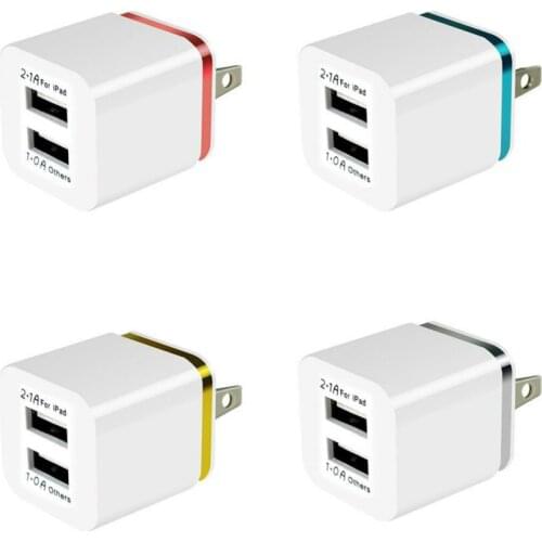 Dual USB Charger 2.1A Wall Travel Usb Mobile Phone Fast Charging Adapter US Plug for iPhone Xiaomi Redmi Samsung Huawei 500pcs