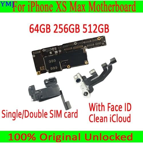 Factory Unlocked For iPhone XS Max Motherboard With Face Recognition ID Clean iCloud Original Main Logic Board 100% Tested