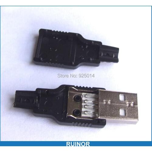 10Set Plastic case Type-A A 4 Pin 2.0 USB Male USB Plug jack USB Socket Cables