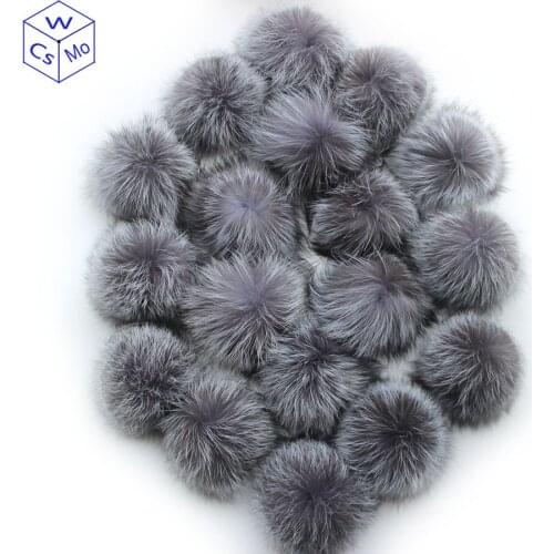 10 pcs/lot DIY 15cm Soft And Fluffy Silver fox Fur Pom For keychains Knitted Scarf Beanie Cap Hats Genuine Fox fur Pompom