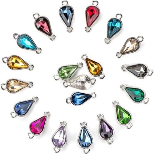 20pcs Crysta Glass Water Drop Charms Pendant Bracelet Necklace Connector Charm for Jewelry Making Earring Findings Accessories