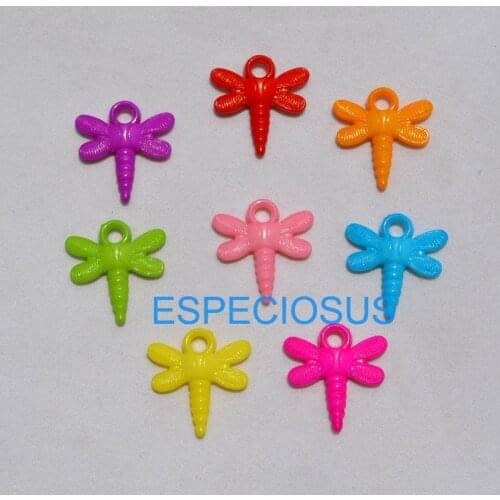 100pcs DIY Jewelry Making Accessories Cartoon Dragonfly Acrylic Beads Mix Color Children Handcraft Department Plastic Pendants