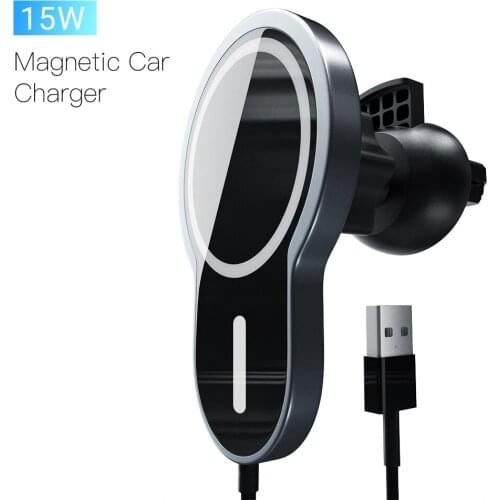 15W Magnetic Wireless Charger Phone Mount for iPhone 12 Pro Mini Max Magsafe Automatic Adsorption Fast Charging Car Phone Holder