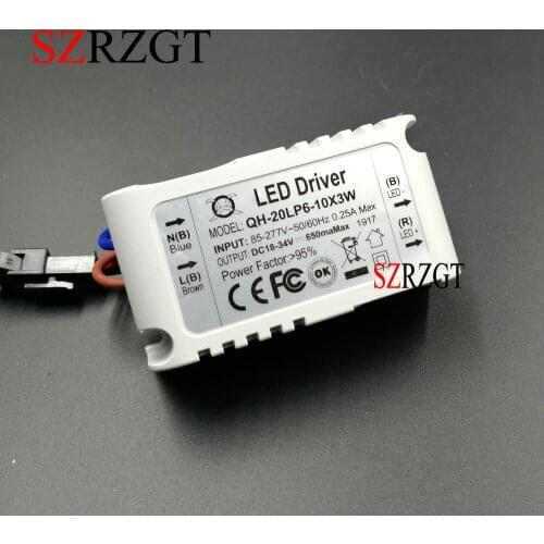 2Pieces 20W AC85-277V LED Driver 6-10x3W 600mA DC18-34V LEDPower Supply Constant Current Ceiling Lamp Free Shipping