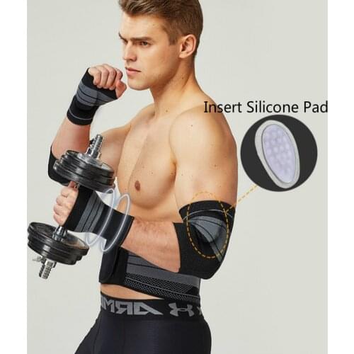 2PCS Elbow Support with Silicon Gel Pad Insert Elbow Protection Pads Braces Breathable Sweat-Absorbent Arm Sleeves Tennis Gym
