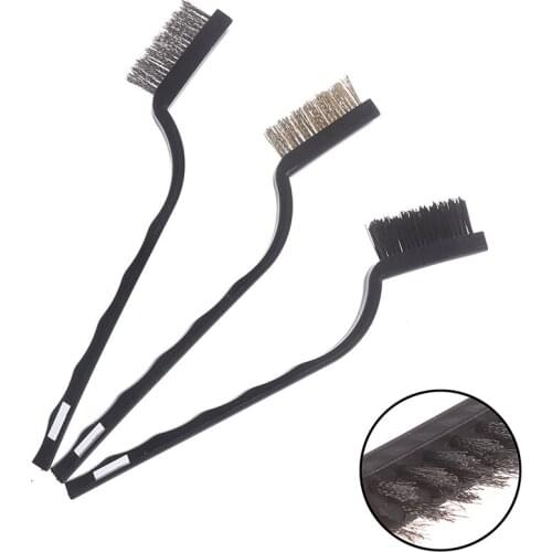 3Pcs Mini Stainless Steel Rust Brush Brass Cleaning Polishing Detail Metal Brush Wire Toothbrush Cleaning Tool Family Kit