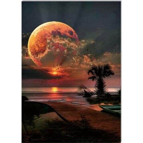 5D DIY Diamond Painting Full Moon Square Embroidery Landscape Cross Stitch Mosaic Sale Home Decoration