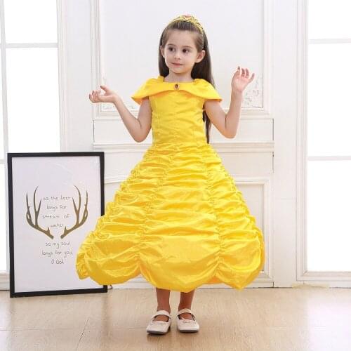 Free shipping 2018 girls Halloween Belle princess dress girls' long dress summer beauty and beast childrens dress
