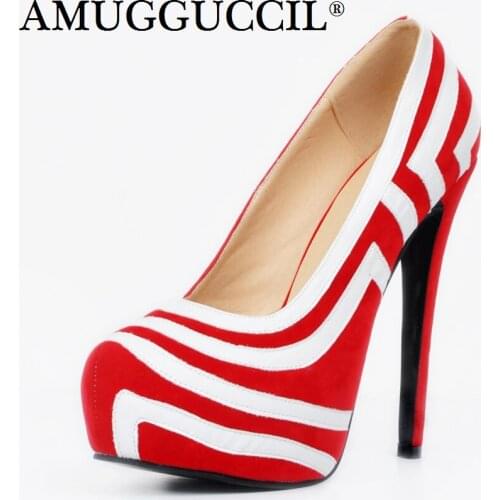 Customize Plus Big Size 34-52 Black Red Fashion Sexy High Heel Platform Spring Female Lady Shoes Women Pumps D1177