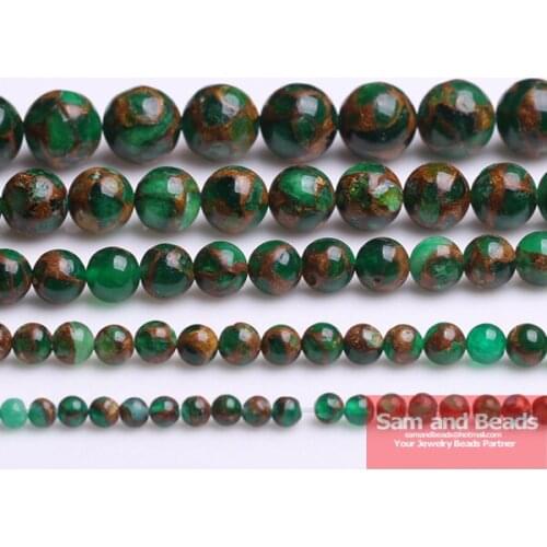 Free shipping Natural Green gold colored Nepal Stone Beads 16" 6 8 10MM Pick Size For Jewelry Making NBE01