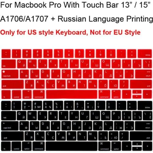 Russian Keyboard Skin Cover For Macbook Pro 2016 TouchBar 13 15 13.3 15.4 A1706 A1989 A1707 US Style Keyboard Protector Guard