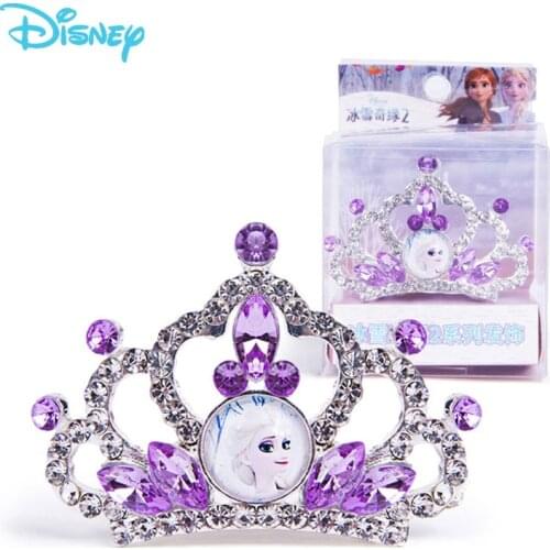 Disney Frozen Princess Crown Sofia Ariel Anna Elsa Crown Heart Jewel Hair Accessories Toys Girls Makeup Pretend Play Makeup Toys