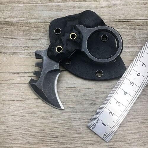 Stone Wash Stainless Steel 5mm integrated Handle High Hardness Camping Karambit Mini EDC Faca Survival Knife With Scabbard