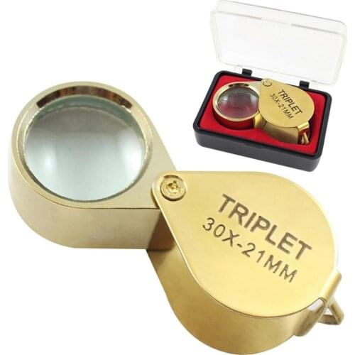 30*21 MM/ 1.18*0.83 Inch Mini Magnifie Pocket Magnifier Portable Metal Jewelry Magnifying Glass Magnifier Loupe Gold
