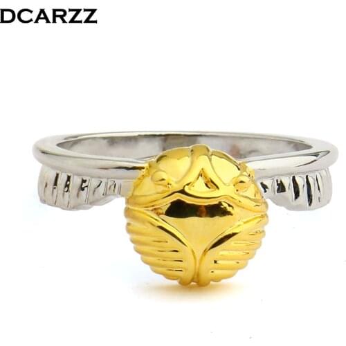 Retro Winged Golden Snitch Ring Gold Silver Plated Women Wedding Rings Kids Halloween Gift Classic Movie Jewelry Wholesale