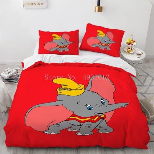 Red Dumbo Cartoon Duvet Cover Set with Pillowcase 3d Bedding Set Digital Printing Bed Linings Adult Kids Gifts Bedroom Decor