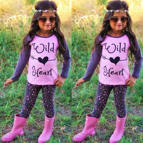 Girl Clothing Sets Girl Leopard Clothes Long Sleeve T-shirts+Pants+Bow Headband 3pcs Baby Kids Autumn Clothing