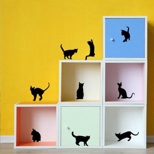 Creative Miniature Cute cat Decal Mural Unique Sticker Indoor And Outdoor Decoration living Wall Sticker Halloween decor Poster