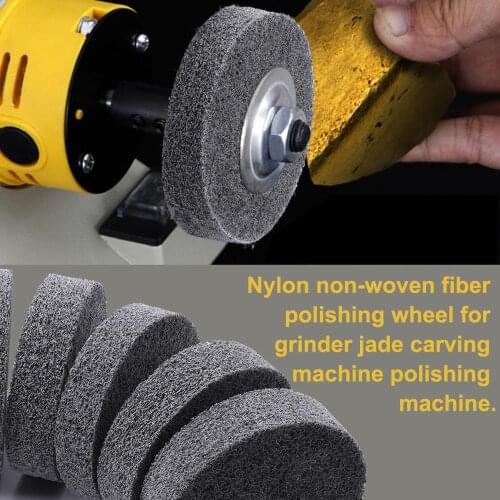 5pcs Grey 3'' 75mm Fiber Rotary Round Polishing Buffing Grinding Wheel Pad Mop for Metals Ceramics Marble Polishing Tool