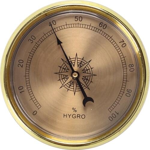 New 1pcs 66mm Round Analog Cigar Hygrometer Cigar Humidor Gold Plasitic For Cigar Case Tobacco Smoking Accessories