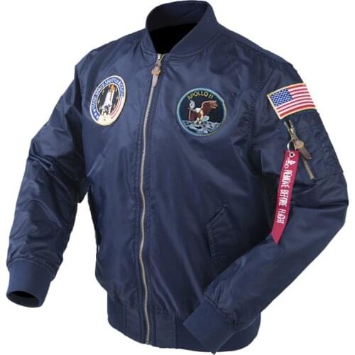 Autumn Apollo Thin 100th SPACE SHUTTLE MISSION MA1 Bomber Hiphop US Air Force Pilot Flight Korean College Jacket For Men
