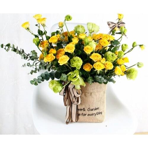 Linen Flower Bags Bouquet Rose Arrangement Florist Gift Packing Box Valentiness Day Rustic Wedding DIY Decoration Home Decor