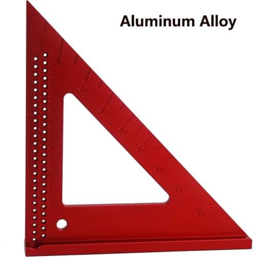 Aluminum Alloy Metric Woodworking Precision Triangle Ruler Carpenters Square Hole Positioning Scriber Measuring Ruler Gauge Tool