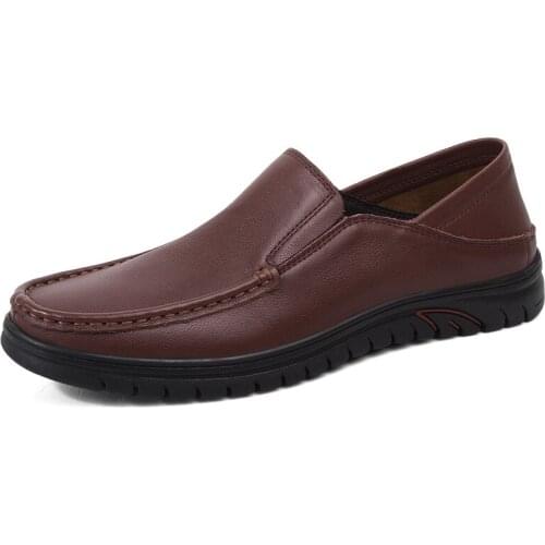Mens Shoes Cow Leather Loafers Slip On British Style Classic Fashion Hard-Wearing Non Slip Comfortable Air Hole Loafers