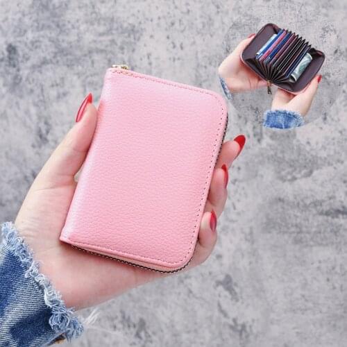 New Men Business Card Holder PU Leather Credit Card Holder Wallets Unisex Card Case Women Zipper Coin Purse Female Mini Wallet
