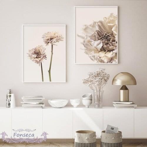 Beige Blooming Dried Protea Flower Canvas Painting Wall Art Posters and Prints Modular Pictures Modern Home Decoration