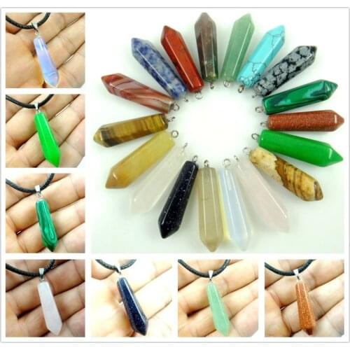 Natural stone Quartz crystal lapis tiger eye Opal Turquoises charm pendant for diy jewelry making Necklace Accessories