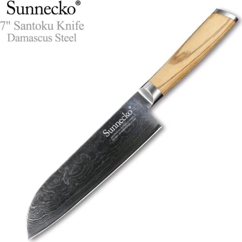 SUNNECKO 7" Santoku Kitchen Knife Japanese VG10 Core Razor Sharp Blade Damascus Steel Knives Original Handle Cleaver Meat Cutter