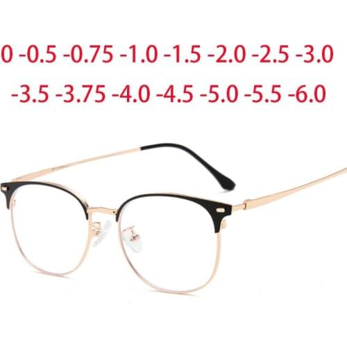 -1 -1.5 -2 -2.5 -3 -3.5 -4 -4.5 -5.0 -5.5 -6.0 Classic Rivets Myopia Glasses With Degree Women Men Black Gold Frame Glasses
