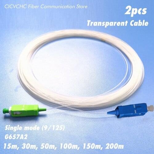2 pcs Transparent Cable (TAC)- SC/UPC-SC/APC Jumper-SM(OS2)-G657A2-15m to 200m-Invisible optical cable