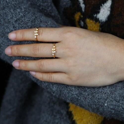 Wholesale minimal delicate jewelry tiny fire opal cz paved dainty jewelry for women teen girl fashion elegant stacking cz rings