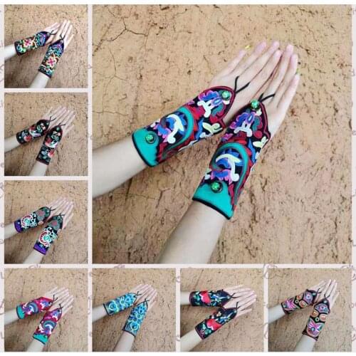 National style features retro bracelets wrist female embroidered wristband embroidery bracelet retro fashion gloves