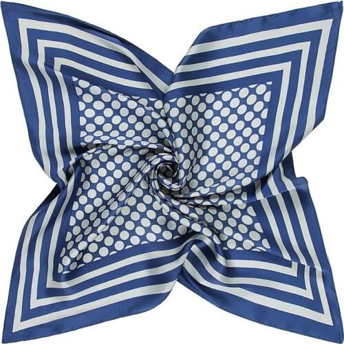 60cm*60cm 2020 New Luxury Brand Women Twill Silk Scarf Striped Dot Pattern Neckerchief Print Scarf Fashion Small Square Scarves