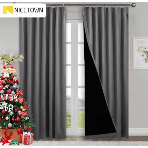 1 Pc 100% Blackout Fabric Noise Reducing Curtains Light Block Thermal Grommet Hook Up Blackout Drapes for Living Room Bedroom