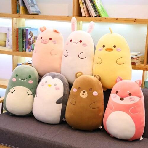 Hot 60CM/80CM Cartoon Animal Dinosaur Rabbit Pig Bear Duck Plush Toys Stuffed Soft Sleeping Pillow Dolls Children Birthday Gifts