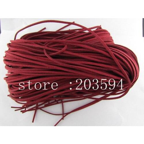 QRT3! 5 Meters 3x1.5mm Red wine color Faux Suede Cord Leather Lace For Clothes Shoes Jewelry Making Findings 5M/lots